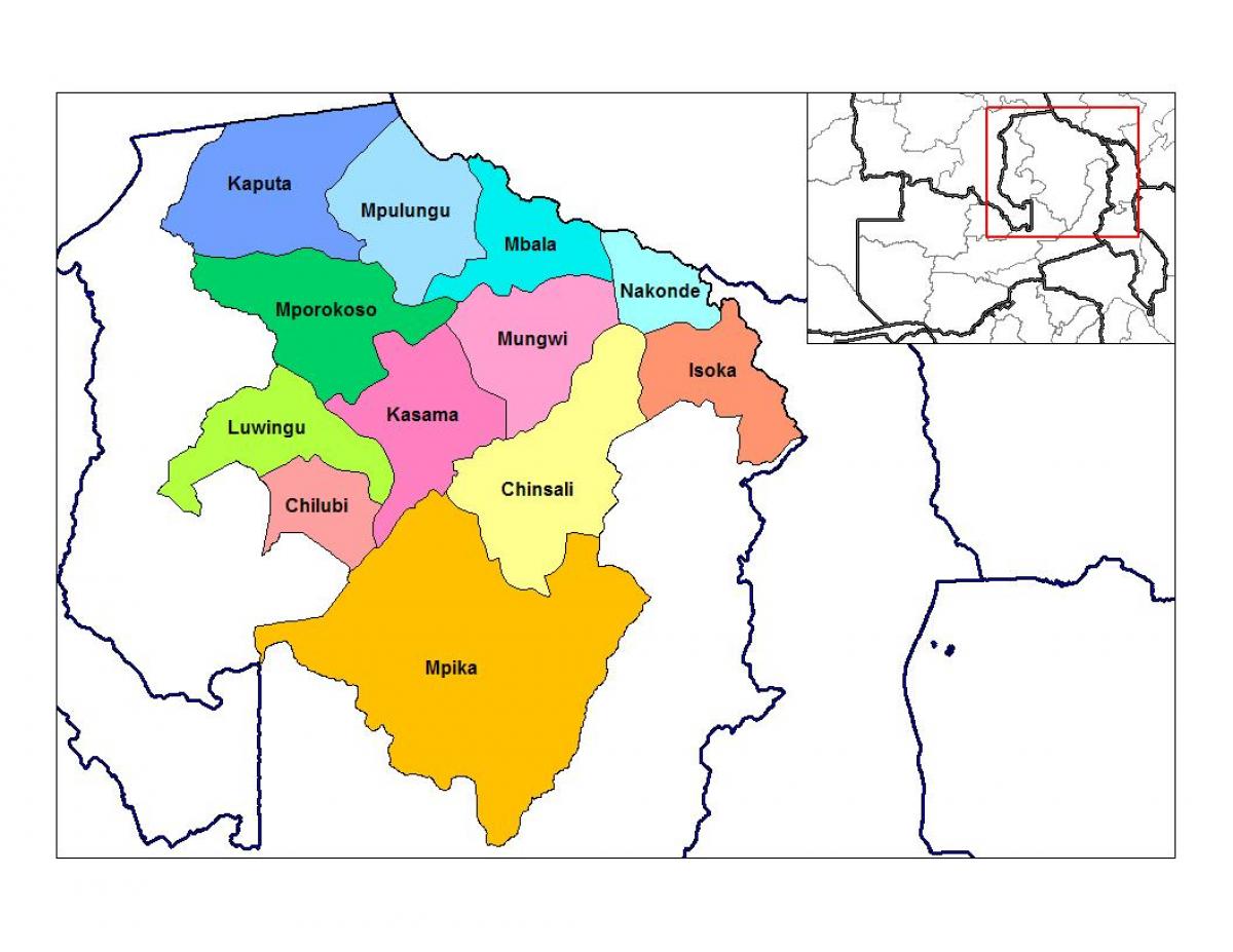 Mapa Zambia, Północna prowincja 