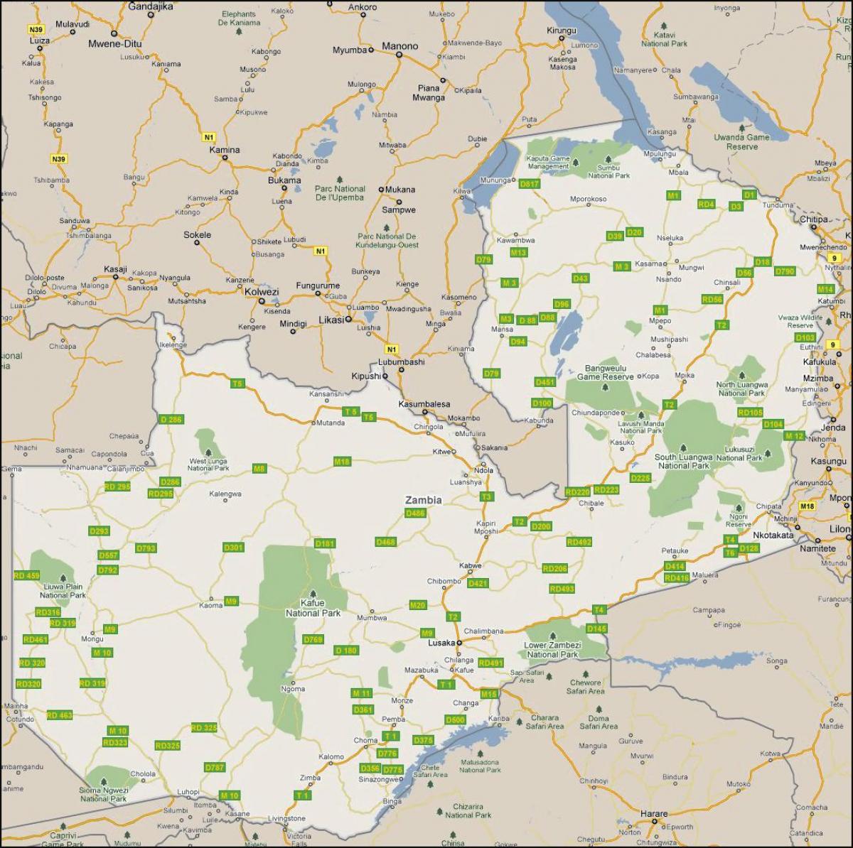 Mapa szczegółowa Zambia