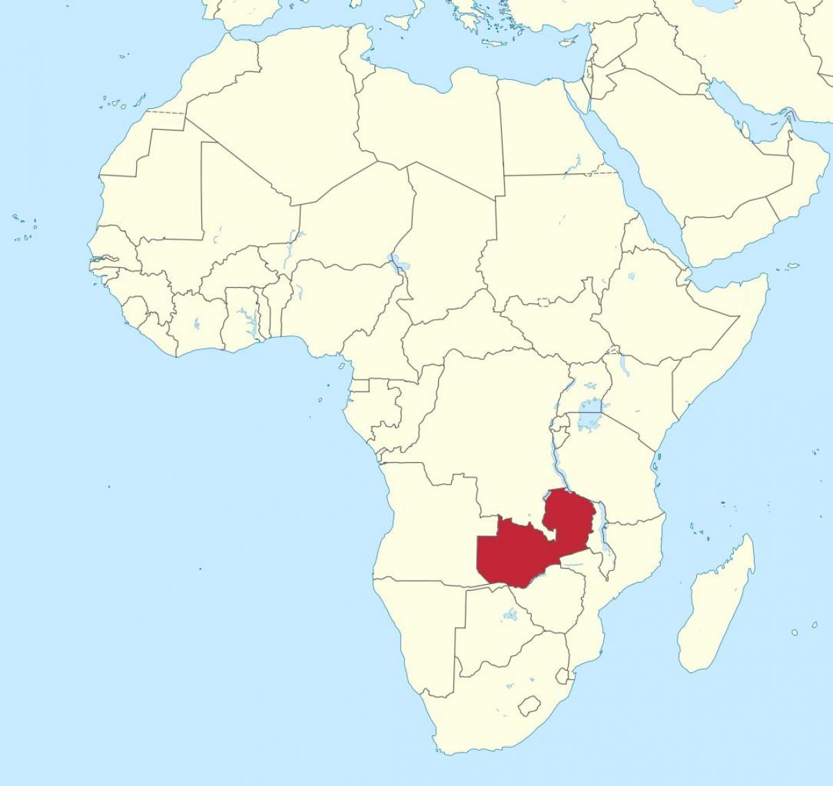 mapa Afryki, pokazując Zambia