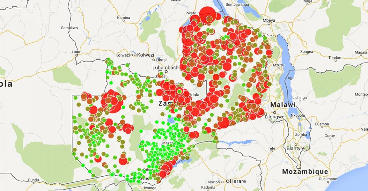 Mapa Zambii malarii