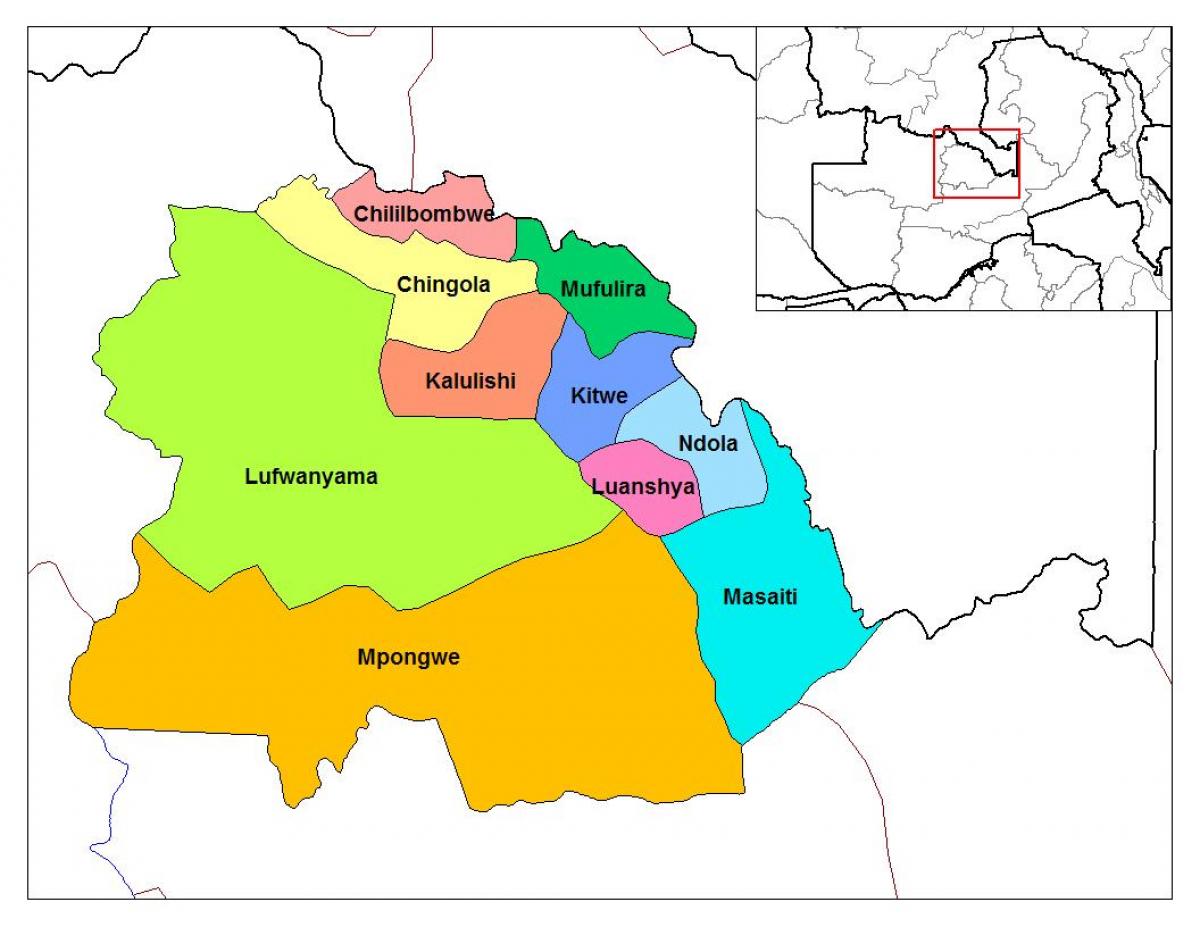 mapa Zambii коппербелт 