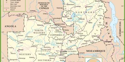 Mapa politycznych Zambia